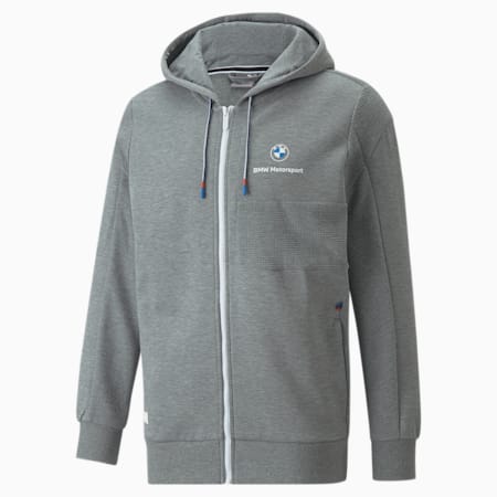 BMW M Motorsport Hooded Men's Sweat Jacket, Medium Gray Heather, small-AUS