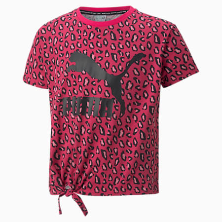 Summer Roar bedrukt geknoopt T-shirt voor jongeren, Beetroot Purple-AOP, small