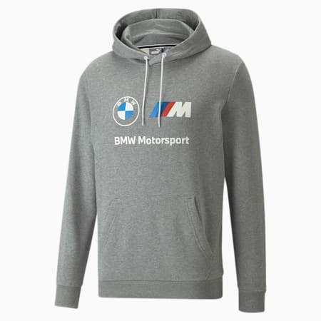 BMW M Motorsport Essentials Training Men's Hoodie, Medium Gray Heather, small