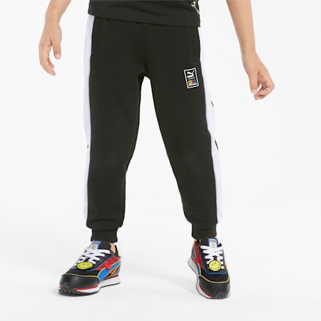 PUMA x SMILEYWORLD T7 Kids' Track Pants, Puma Black, small-AUS