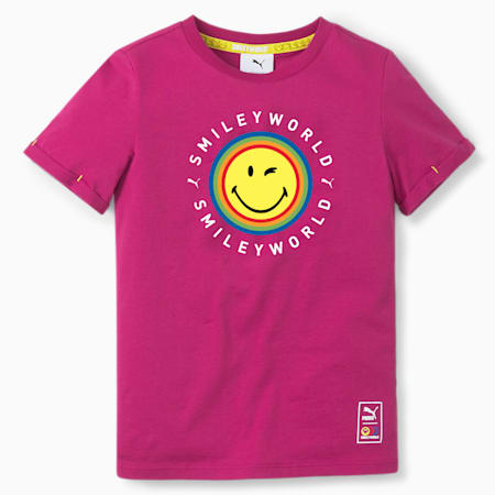 T-shirt PUMA x SMILEYWORLD da bambino, Festival Fuchsia, small