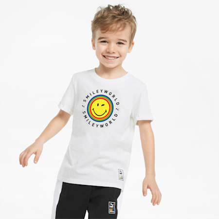 PUMA x SMILEYWORLD Kinder T-Shirt, Puma White-smileyworld, small