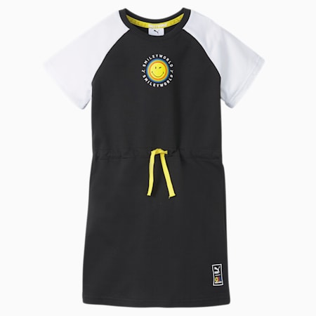 PUMA x SMILEYWORLD Kids' T-shirt Dress, Puma Black, small-IND