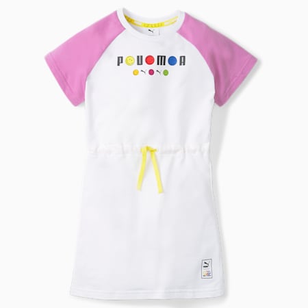 Dziecięca sukienka T-shirtowa PUMA x SMILEYWORLD, Puma White, small