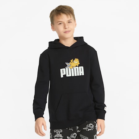 PUMA x GARFIELD Youth Hoodie, Puma Black, small-SEA