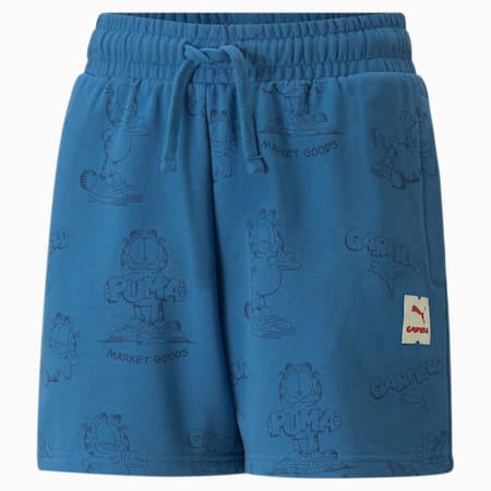 PUMA x GARFIELD Printed Youth Shorts, Vallarta Blue-AOP, small
