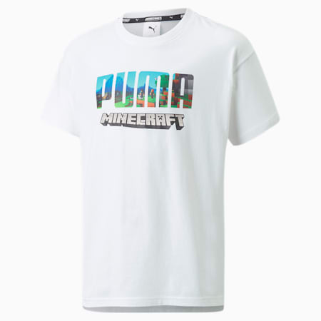 PUMA x MINECRAFT Relaxed T-shirt voor jongeren, Puma White, small