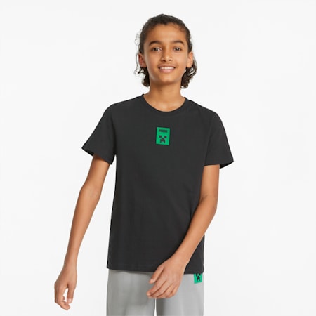 PUMA x MINECRAFT Graphic Youth Tee, Puma Black, small-PHL