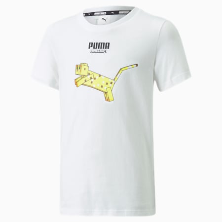 T-shirt grafica PUMA x MINECRAFT da ragazzo, Puma White, small