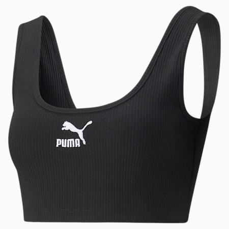 Classics Ribbed Women's Crop Top, Puma Black, small-PHL