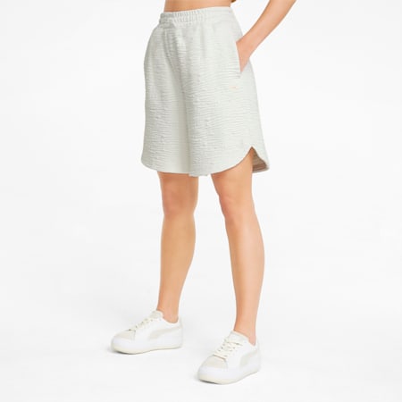 Snow Tiger Wide Long Women's Shorts, Puma White, small