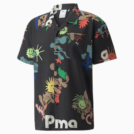 Camisa estampada para hombre Adventure Planet, Puma Black, small