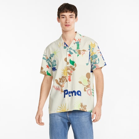 Adventure Planet Printed Men's Shirt, Pristine, small-SEA