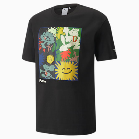 Camiseta para hombre estampada Adventure Planet, Puma Black, small