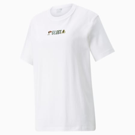 Camiseta Downtown Relaxed Graphic para mujer, Puma White, small