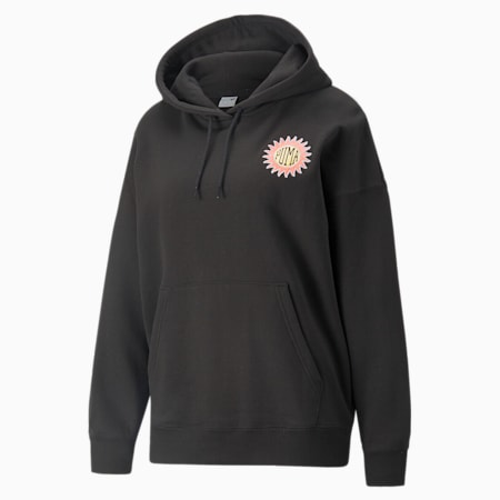 Downtown Relaxed Damen Hoodie, Puma Black, small