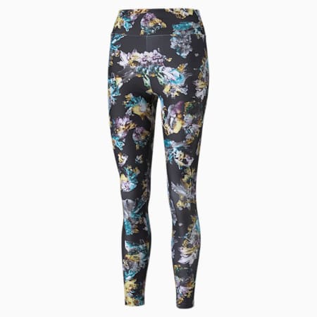 Crystal Galaxy Printed High Women's Leggings, Puma Black, small-PHL