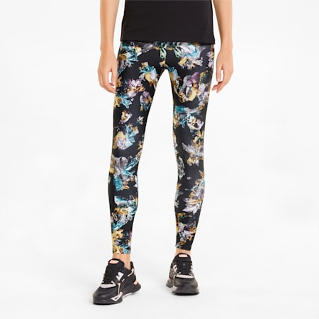 Crystal Galaxy Printed High Women's Leggings, Puma Black, small-SEA