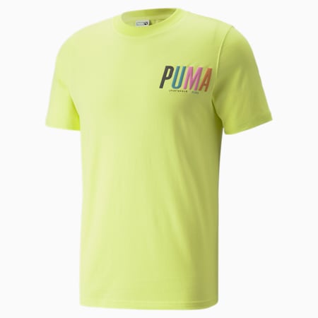 Camiseta deportiva estampada PUMA para hombre, Lemon Sherbert, pequeño