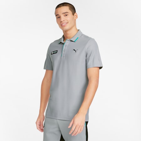 Mercedes F1 Basic Men's Polo Shirt, Mercedes Team Silver, small-PHL