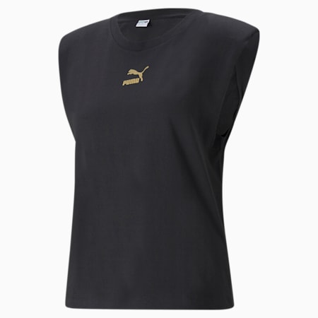 T-shirt dames met schoudervullingen, Puma Black, small