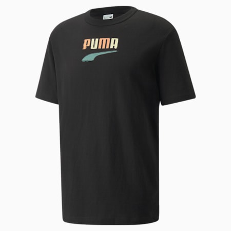 Downtown Logo Crew Neck Men's  T-shirt, Puma Black, small-IND