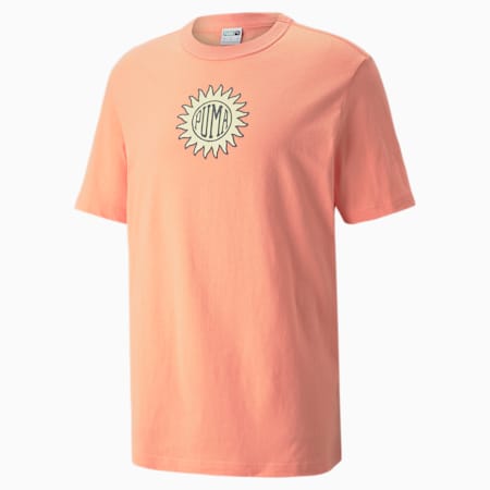 Downtown Graphic Crew Neck Men's Tee, Peach Pink, small