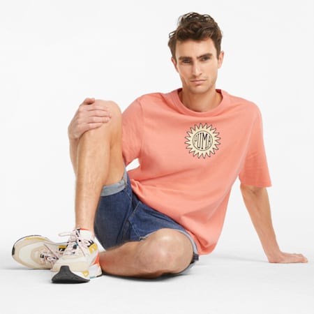T-shirt Ras du Cou Downtown Graphic Homme, Peach Pink, small