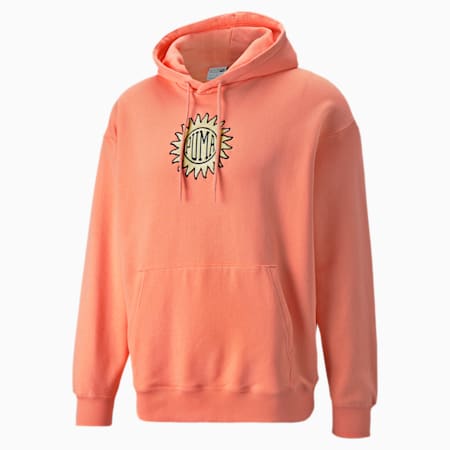 Downtown Graphic Men's Hoodie, Peach Pink, small