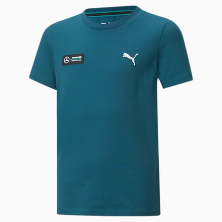 Mercedes F1 Essentials T-shirt voor jongeren, Blue Coral, small
