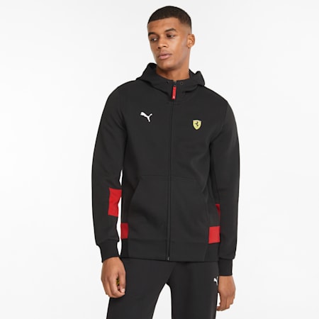 Scuderia Ferrari Race Hooded Men's Sweat Jacket, Puma Black, small-SEA