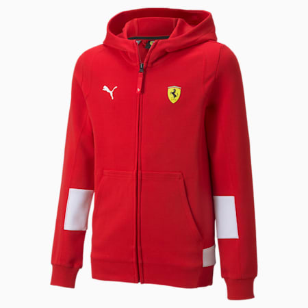 Scuderia Ferrari Race Hooded Youth Sweat Jacket, Rosso Corsa, small-PHL