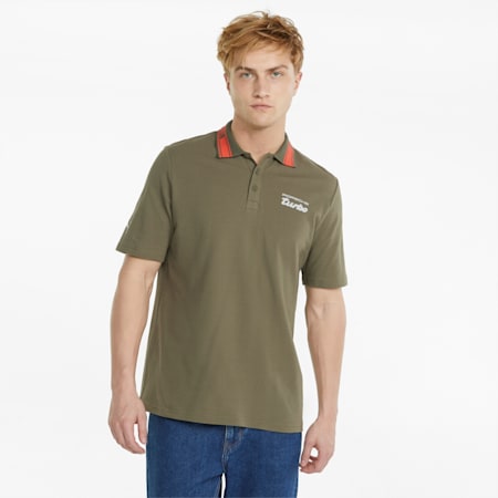 Porsche Legacy Men's Polo Shirt, Dark Green Moss, small-PHL