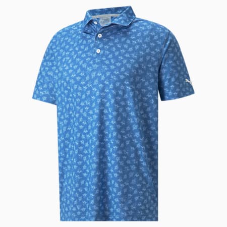MATTR Pollination Men's Golf Polo Shirt, Bright Cobalt-Bright White, small