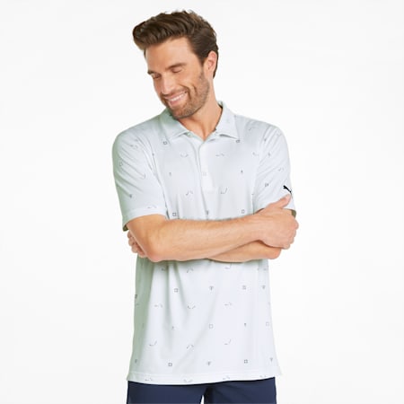 CLOUDSPUN H8 Men's Golf Polo Shirt, Bright White-Navy Blazer, small-GBR