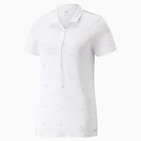 CLOUDSPUN H8 Women's Golf Polo Shirt, Bright White-Navy Blazer, small