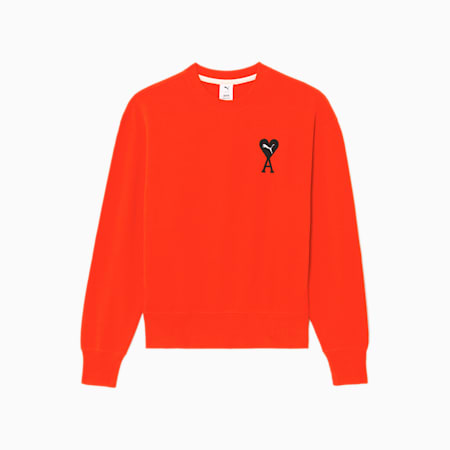 PUMA x AMI Crewneck Sweatshirt, Orange.com, small-PHL