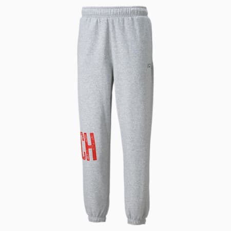 Playbook Men's Basketball Pants, Light Gray Heather, small-PHL