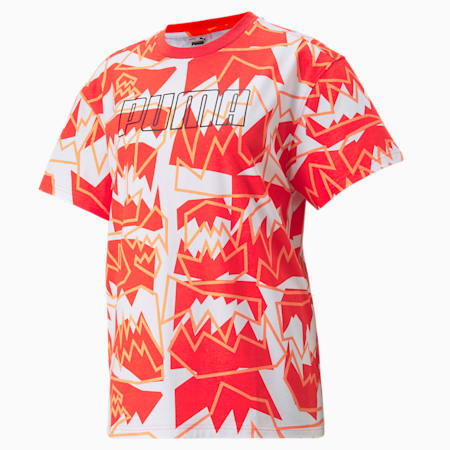 Swish Printed Damen Basketball-T-Shirt, Cherry Tomato, small