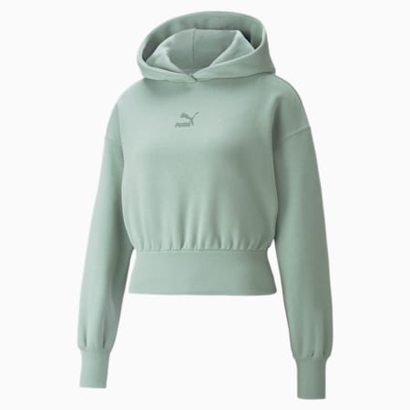 Classics korte fleece hoodie voor dames, Jadeite, small