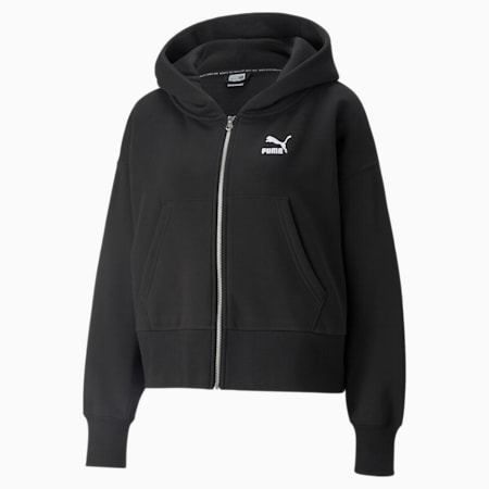 Classics Fashion hoodie met rits voor dames, Puma Black, small