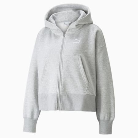 Classics Fashion hoodie met rits voor dames, Light Gray Heather, small