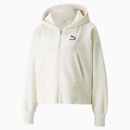 Classics Fashion hoodie met rits voor dames, Ivory Glow, small