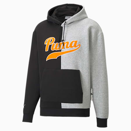 PUMA Team ColourBlock Men's Hoodie, Light Gray Heather-Black, small-AUS