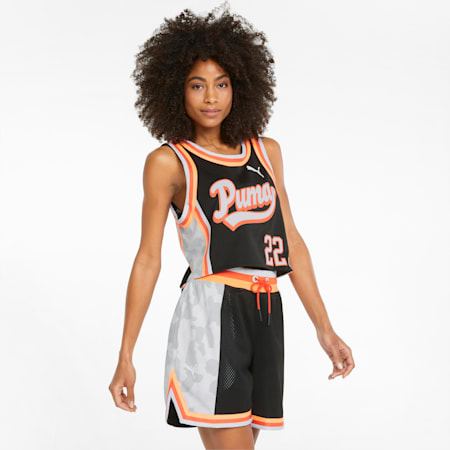 Ballin' Printed Cropped Women's Basketball Jersey, Puma Black, small-AUS