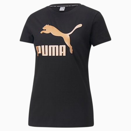 Classics Logo Women's Tee, Puma Black-Rose Gold, small-PHL