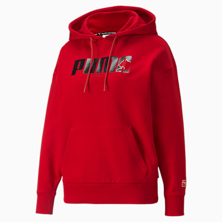 PUMA x BATMAN Women's Hoodie, Barbados Cherry, small-PHL