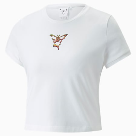 PUMA x DUA LIPA Slim Damen-T-Shirt, Puma White, small