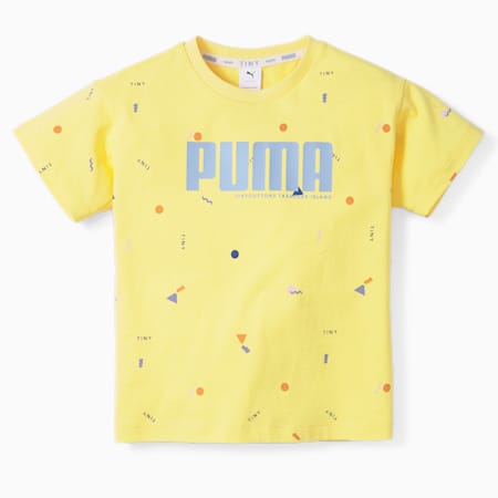 PUMA x TINY Bedrucktes Kinder T-Shirt, Aspen Gold, small