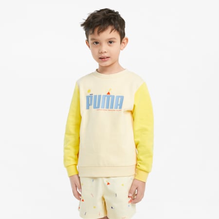 PUMA x TINY Colourblocked Crew Kids' Sweatshirt, Anise Flower, small
